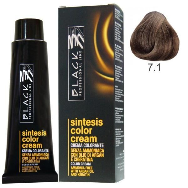 Black Professional Line Полу-перманентна боя - Black Professional Line Sintesis Color Cream Ammonia Free, нюанс 7.1 Ash Medium Blond, 100мл