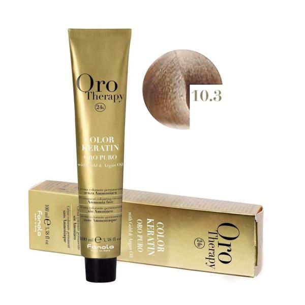 Oro Therapy Полу-перманентна боя Fanola Oro Therapy Color Keratin 10.3 Платинено златисто русо, 100мл