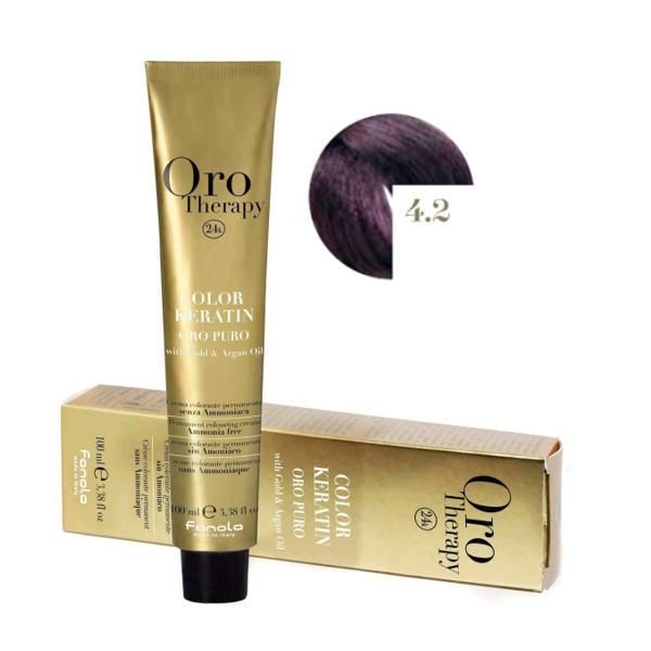 Oro Therapy Полу-перманентна боя Fanola Oro Therapy Color Keratin 4.2 Виолетово кестеняво, 100мл