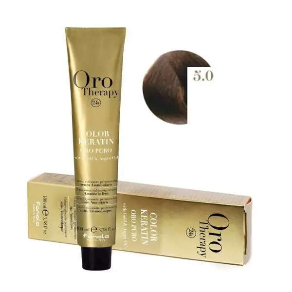 Oro Therapy Полу-перманентна боя Fanola Oro Therapy Color Keratin 5.0 Светло кестеняво, 100мл