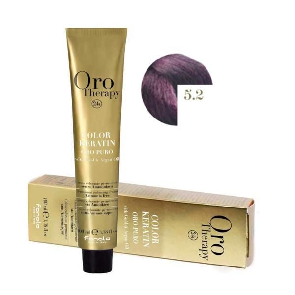 Oro Therapy Полу-перманентна боя Fanola Oro Therapy Color Keratin 5.2 Светло виолетово кестеняво, 100мл