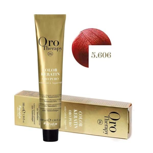 Oro Therapy Полу-перманентна боя Fanola Oro Therapy Color Keratin 5.606 Ярко светло червено кестеняво, 100мл