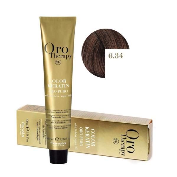 Oro Therapy Полу-перманентна боя Fanola Oro Therapy Color Keratin 6.34 Тъмно златисто медено русо, 100мл