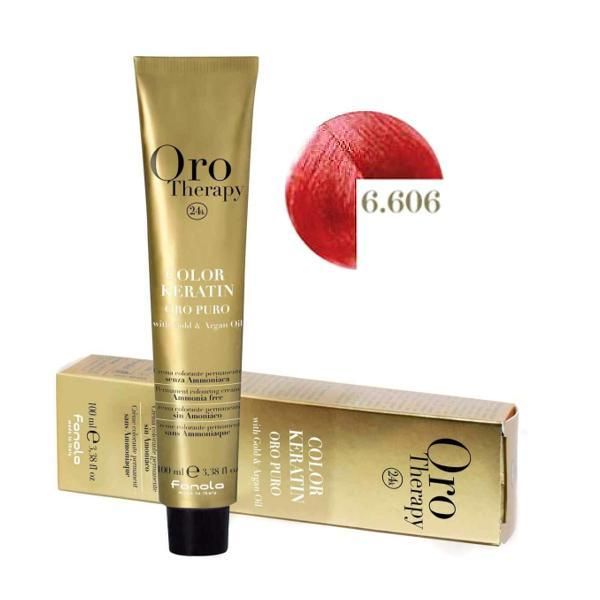 Oro Therapy Полу-перманентна боя Fanola Oro Therapy Color Keratin 6.606 Ярко тъмно червено русо, 100мл