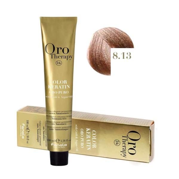 Oro Therapy Полу-перманентна боя Fanola Oro Therapy Color Keratin 8.13 Светло бежово русо, 100мл