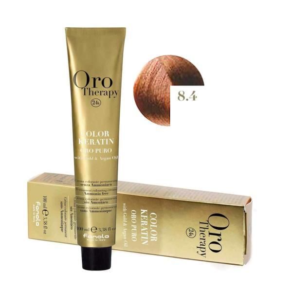 Oro Therapy Полу-перманентна боя Fanola Oro Therapy Color Keratin 8.4 Светло медено русо, 100мл