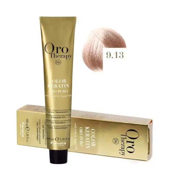 Oro Therapy Полу-перманентна боя Fanola Oro Therapy Color Keratin 9.13 Много светло бежово русо, 100мл