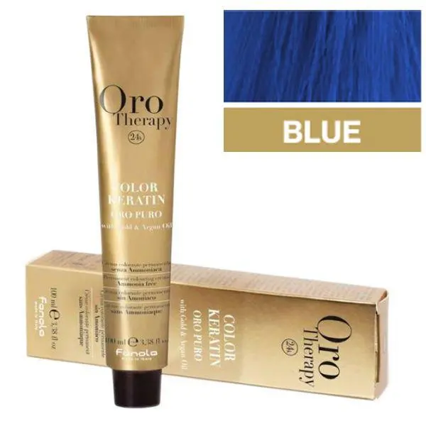Oro Therapy Полу-перманентна боя Fanola Oro Therapy Color Keratin Oro Pure със злато и арганово масло синьо, 100мл