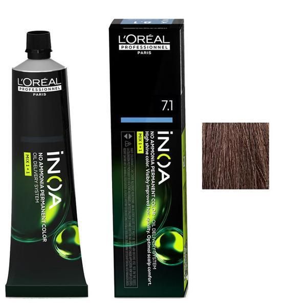 L'oreal Professionnel Полу-перманентна боя L&#039;Oreal Professionnel Inoa 7.1 Blond Cendre, 60 мл