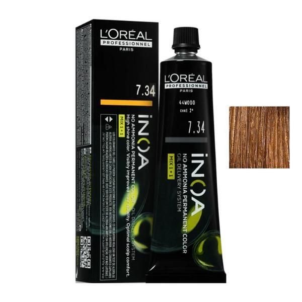 L'oreal Professionnel Полу-перманентна боя L&#039;Oreal Professionnel Inoa 7.34 Golden Copper Blonde, 60 мл