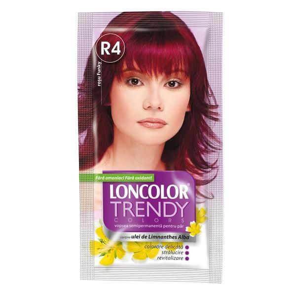 Loncolor Полу-перманентна боя Loncolor Trendy Colors, нюанс R4 rosu funky, 2x 25 мл