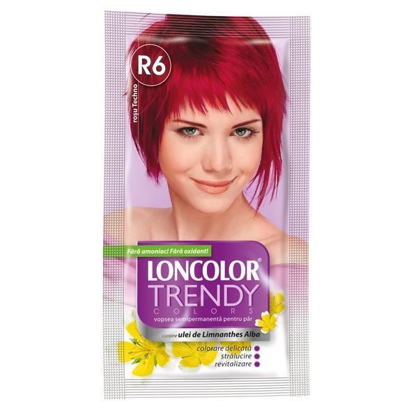 Loncolor Полу-перманентна боя Loncolor Trendy Colors, нюанс R6 rosu techno, 2x 25 мл