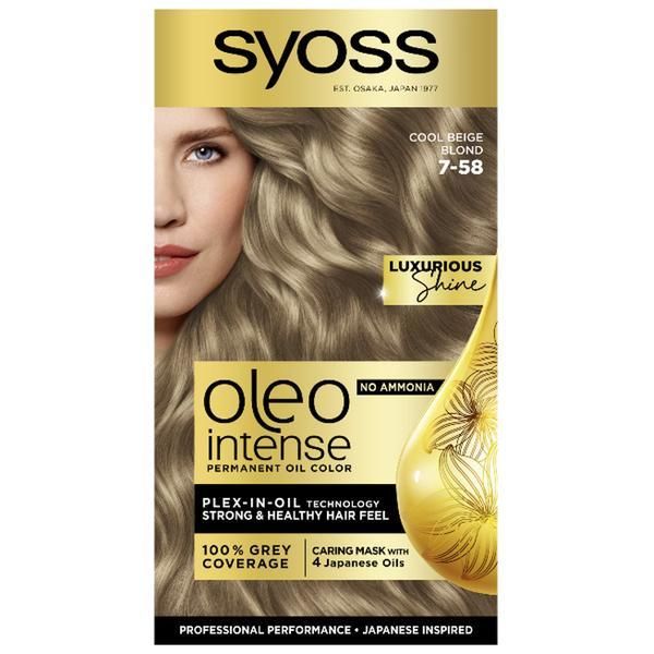 Syoss Полу-перманентна боя за коса - Syoss Professional Performance Oleo Intense Permanent Oil Color, нюанс 7-58 Cool Beige Blonde