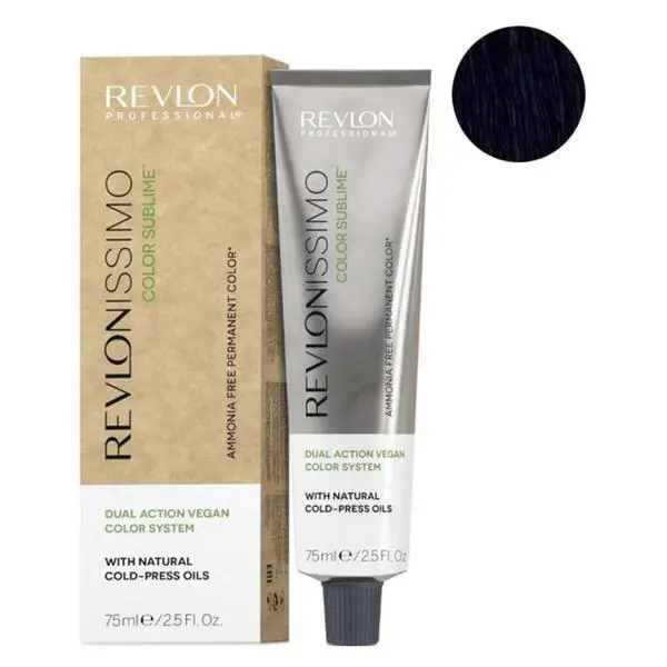 Revlon Professional Полу-перманентна веганска боя - Revlon Professional Color Sublime от Revlonissimo Permanent Color без амоняк, нюанс 1 Черно, 75 мл
