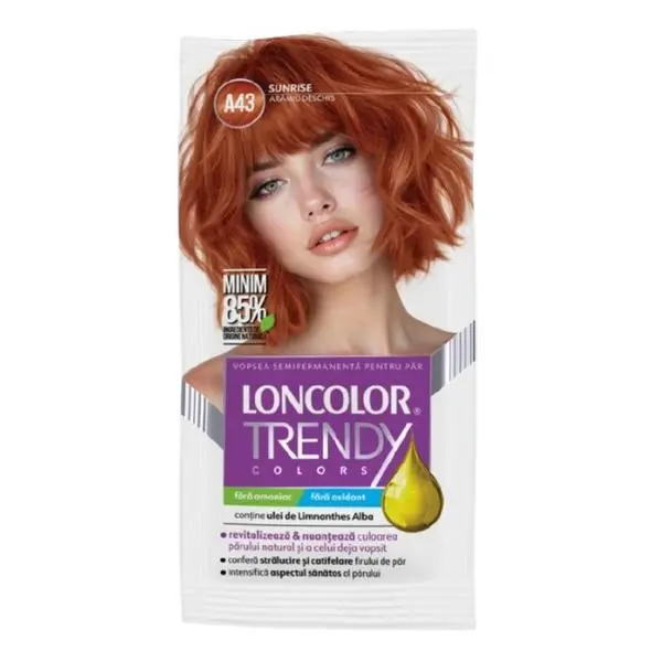 Loncolor Полуперманентна боя за коса - Loncolor Trendy Colors, нюанс A43 Светло медно/Изгрев, 2 x 25 мл