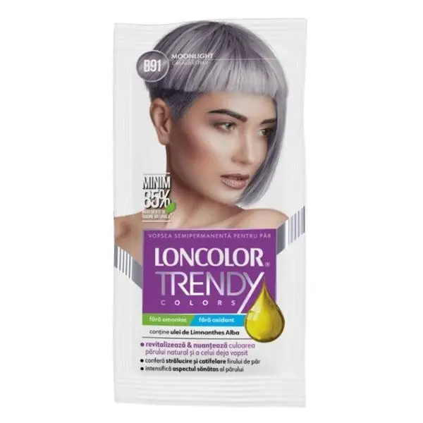 Loncolor Полуперманентна боя за коса - Loncolor Trendy Colors, нюанс B91 Синьо-сиво/ Лунна светлина, 2 x 25 мл