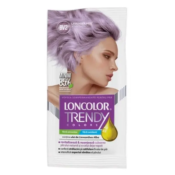 Loncolor Полуперманентна боя за коса - Loncolor Trendy Colors, нюанс BV2 Blonde Lavanda/ Lavender Mist, 2 x 25 мл