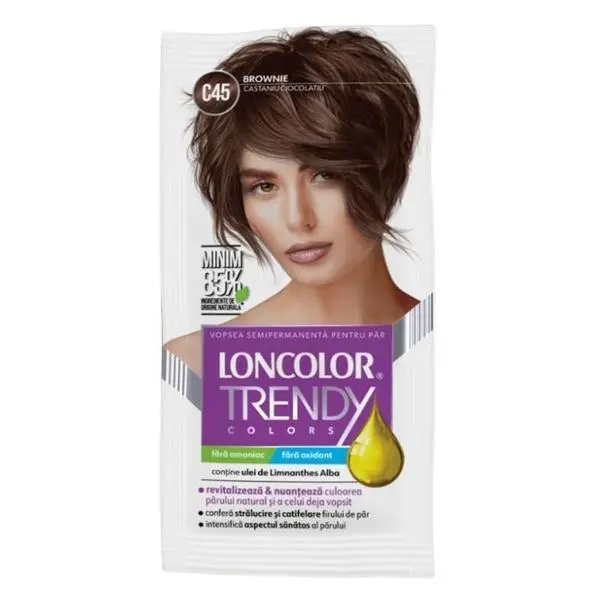 Loncolor Полуперманентна боя за коса - Loncolor Trendy Colors, нюанс C45 Шоколадово кафяво/Брауни, 2 x 25 мл