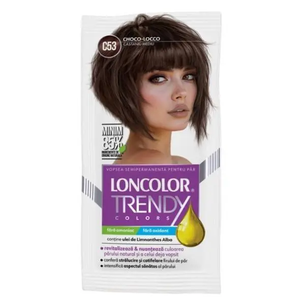 Loncolor Полуперманентна боя за коса - Loncolor Trendy Colors, нюанс C53 Средно кестеняв/ Шоко-Локо, 2 x 25 мл