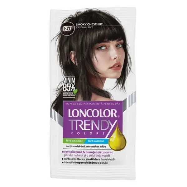 Loncolor Полуперманентна боя за коса - Loncolor Trendy Colors, нюанс C57 Студен кестен/ Опушен кестен, 2 x 25 мл