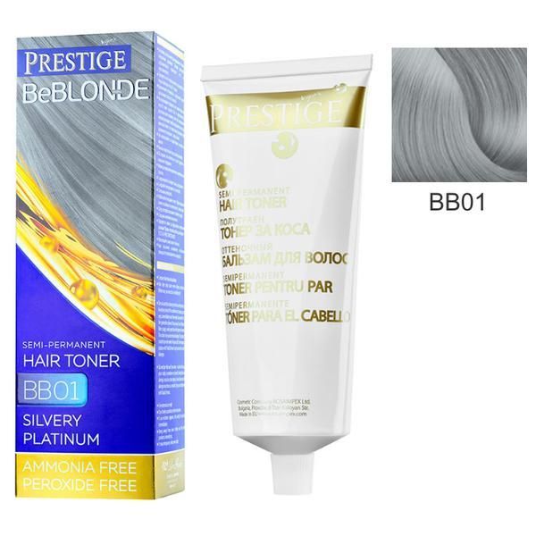 Rosa Impex Полуперманентна боя за коса Rosa Impex Prestige VIP&#039;s BeBlonde Hair Toner, нюанс BB01 Silvery Platinum, 100мл
