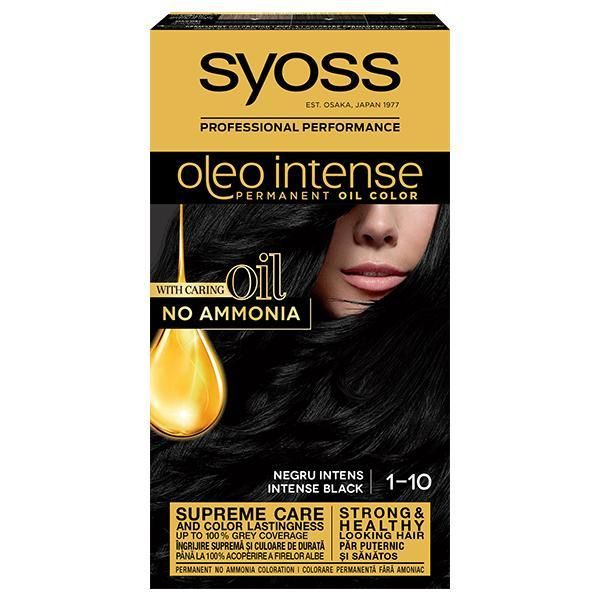 Syoss Полуперманентна боя за коса-Syoss Professional Performance Oleo Intense Permanent Oil Color, нюанс 1-10 Интензивно черно
