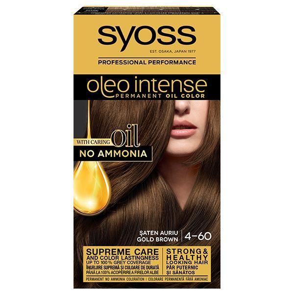 Syoss Полуперманентна боя за коса-Syoss Professional Performance Oleo Intense Permanent Oil Color, нюанс 4-60 златен шатен
