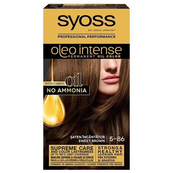 Syoss Полуперманентна боя за коса-Syoss Professional Performance Oleo Intense Permanent Oil Color, нюанс 5-86 Очарователен шате