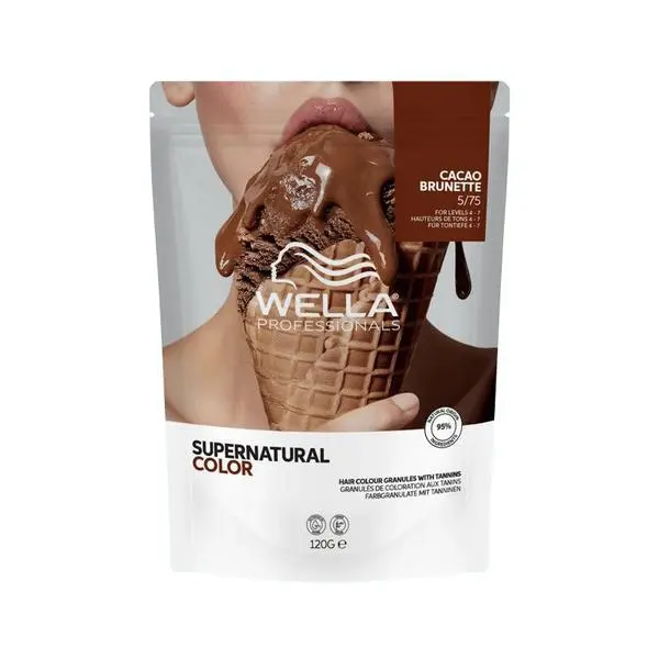Wella Professionals Полуперманентна боя за коса - Wella Professionals Supernatural Color - Веганска формула с танини, 5/75 Cacao Brunette, 120 гр