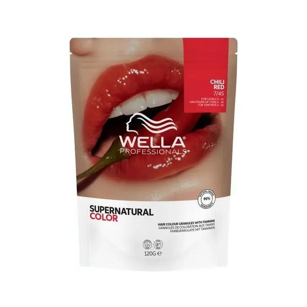 Wella Professionals Полуперманентна боя за коса - Wella Professionals Supernatural Color - Веганска формула с танини, 7/45 Чили червено, 120 гр