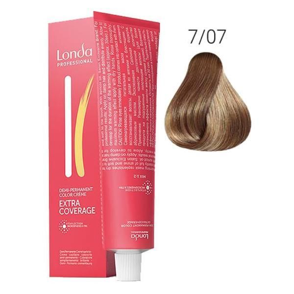 Londa Professional Полутрайна боя - Londa Professional Demi-Permanent Color Creme Extra Coverage, нюанс 7/07 средно естествено русо, 60 мл