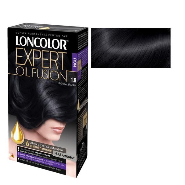 Loncolor Полутрайна боя за коса без амоняк Loncolor Expert Oil Fusion, нюанс 1.9 черно синьо