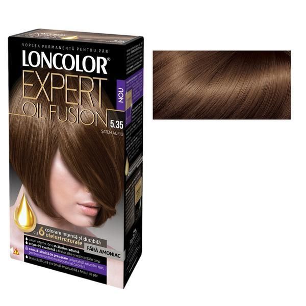 Loncolor Полутрайна боя за коса без амоняк Loncolor Expert Oil Fusion, нюанс 5.35 сатенено злато