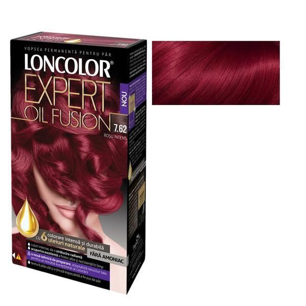 Loncolor Полутрайна боя за коса без амоняк Loncolor Expert Oil Fusion, нюанс 7.62 интензивно червено