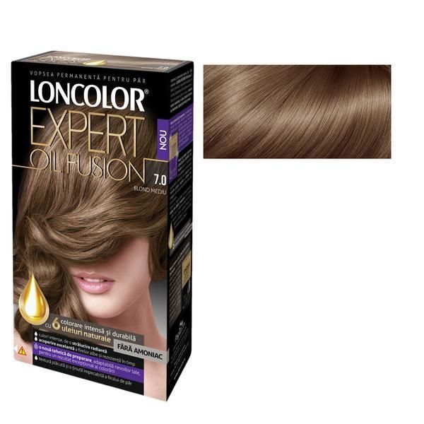 Loncolor Полутрайна боя за коса без амоняк Loncolor Expert Oil Fusion, нюанс 7,0 средна блондинка