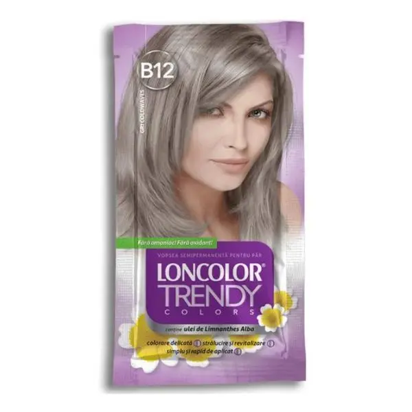 Loncolor Полутрайна боя за коса - Loncolor Trendy Colours, нюанс B12 Coldwaves Grey, 2 x 25 мл