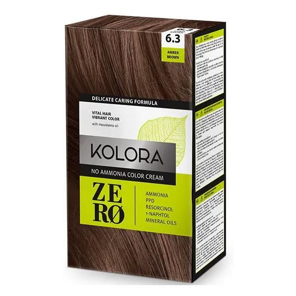 Aroma Полутрайна крем боя - Kolora Zero No Ammonia Color Cream, нюанс 6.3 Amber Brown, 120 мл