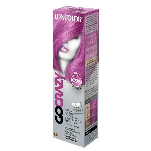 Loncolor Полутрайна маска за боядисване на коса Loncolor GoCrazy, нюанс C96 GoCyclamen, 100 мл