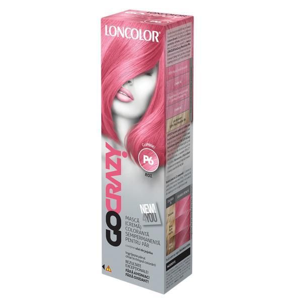 Loncolor Полутрайна маска за боядисване на коса Loncolor GoCrazy, нюанс P6 GoPink, 100 мл