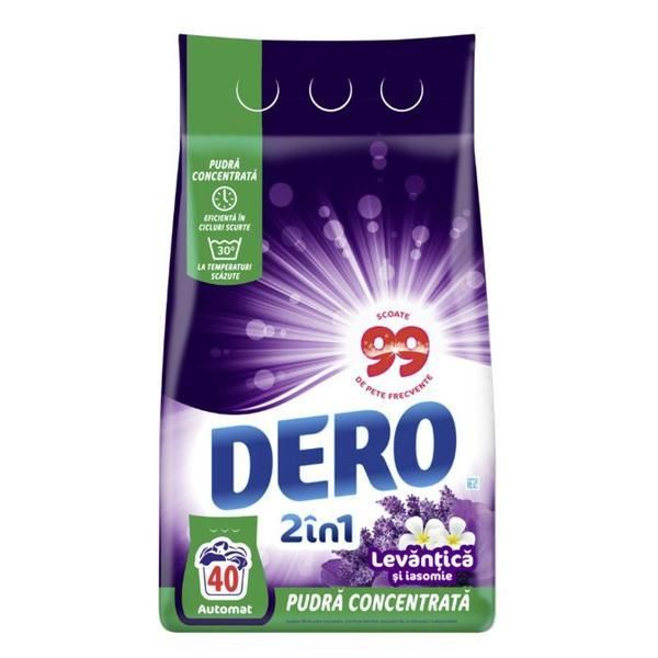 Dero Прах за автоматично пране с аромат на лавандула и жасмин - Dero 2 in 1 Concentrated Powder, 3000 гр