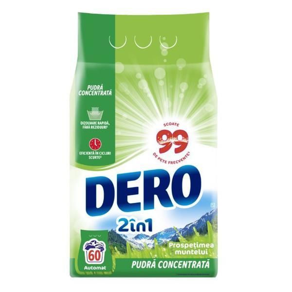 Dero Прах за пране - Dero 2 в 1 Свежестта на планината, 4500 гр