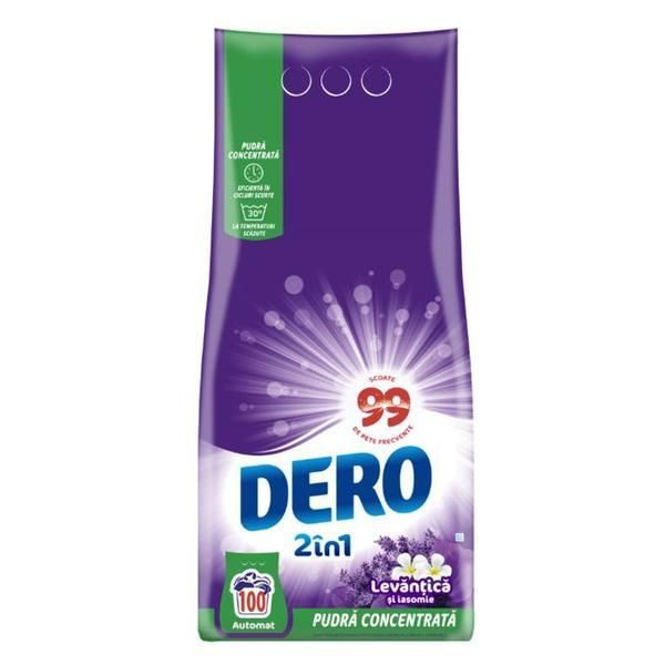Dero Прах за пране с аромат на лавандула и жасмин - Dero 2 in 1 Concentrated Powder, 7500 гр