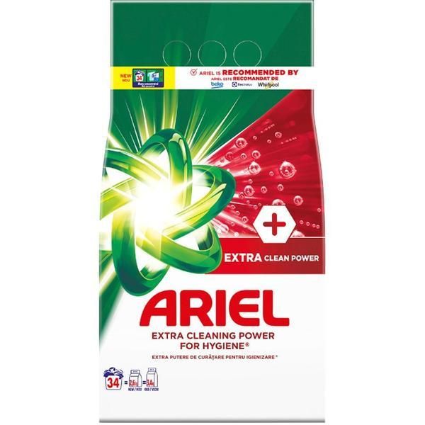Ariel Прахообразен автоматичен перилен препарат - Ariel + Extra Clean Power, 34 пранета, 2550 гр