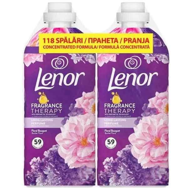 Lenor Предлаган пакет омекотител за тъкани Floral Bouquet - Lenor Fragrance Therapy Floral Bouquet, 118 пранета, 2 x 1.239 л