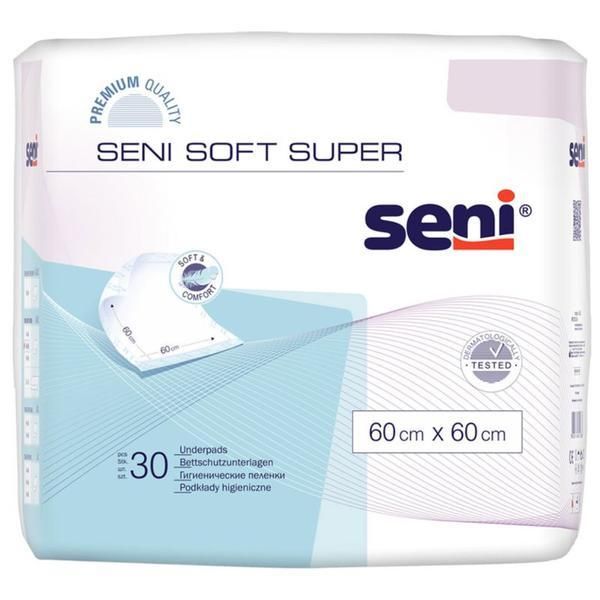 Seni Предпазни подложки - Seni Soft Super Underpads, 60 x 60 см, 30 бр