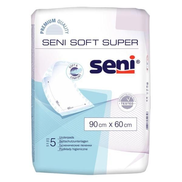 Seni Предпазни подложки - Seni Soft Super Underpads, 90 х 60 см, 5 бр