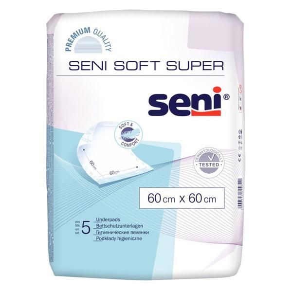 Seni Предпазни подплънки - Seni Soft Super Underpads, 60 x 60 см, 5 бр