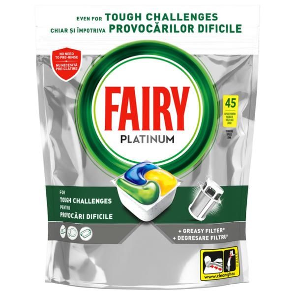 Fairy Препарат на капсули за съдомиялна машина - Fairy Platinum , 45 капсули