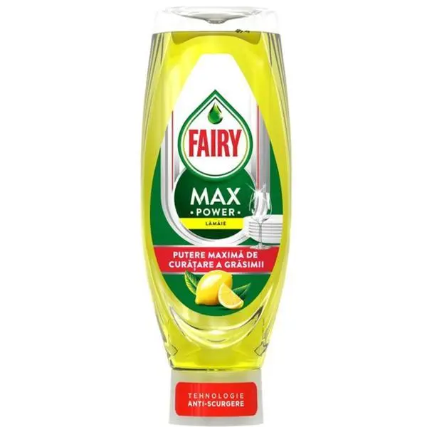 Fairy Препарат за миене на съдове с аромат на лимон - Fairy Max Power Lemon, 0.73 л
