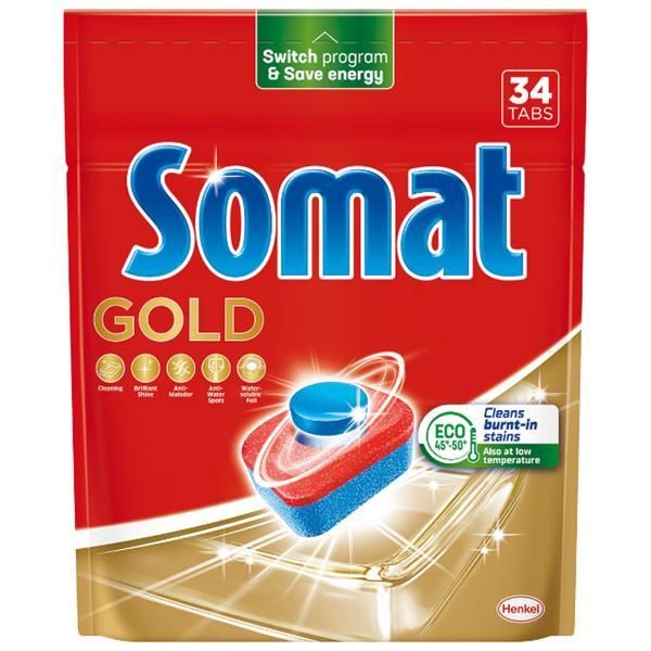 Somat Препарат за съдомиялна на таблетки - Somat Gold, 34 бр